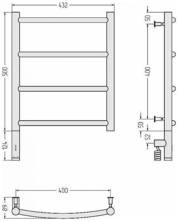 Электрический полотенцесушитель Сунержа Галант 3.0 500x400 L 31-5800-5040 Черный матовый