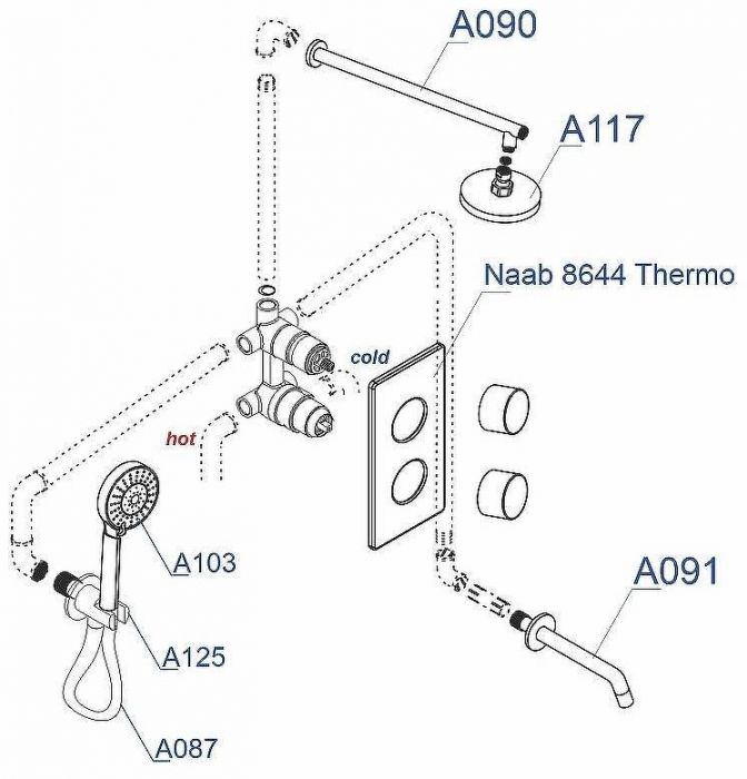 Душевая система WasserKRAFT A178644 Thermo с термостатом Хром