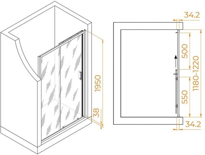 Душевая дверь RGW Passage PA-14 120 41081412-11 профиль Хром стекло прозрачное