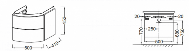 Тумба под раковину Jacob Delafon Presquile 50 см EB1102-R-S50, аквамарин