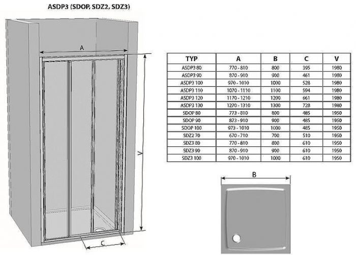 Душевая дверь Ravak Supernova ASDP3-120 00VG03R2Z1 профиль Черный стекло Transparent