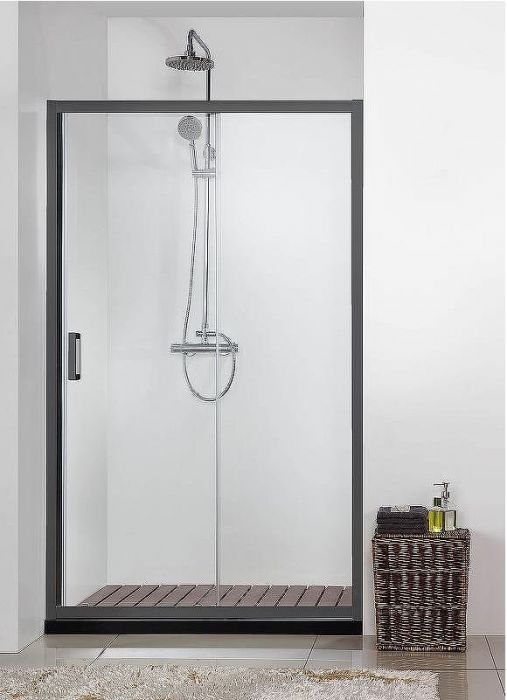 Душевая дверь Aquatek 120 AQ ARI RA 12020BL профиль Черный стекло прозрачное