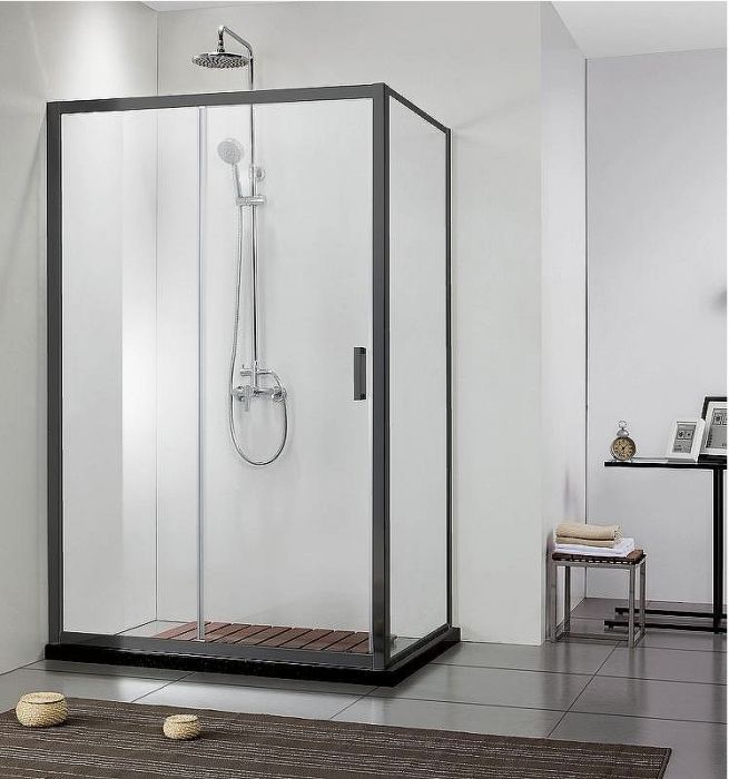 Душевая дверь Aquatek 120 AQ ARI RA 12020BL профиль Черный стекло прозрачное