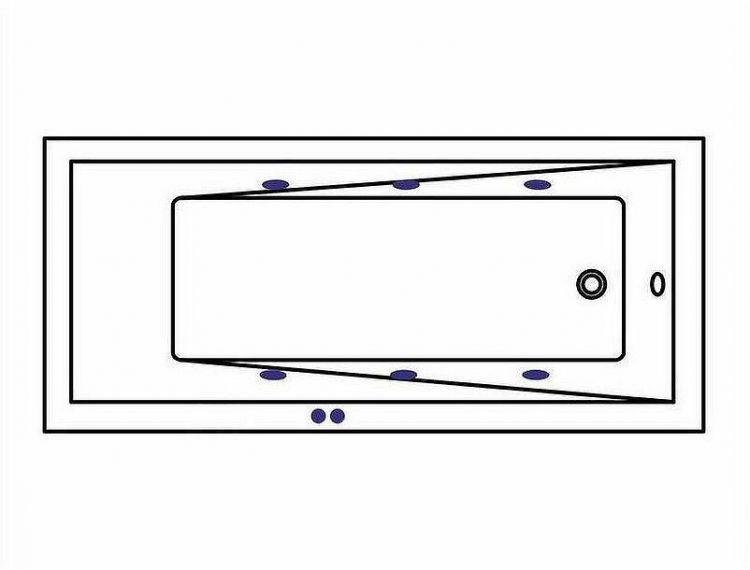 Акриловая ванна Whitecross Wave 170x75 0101.170075.100.SOFT.BR с гидромассажем