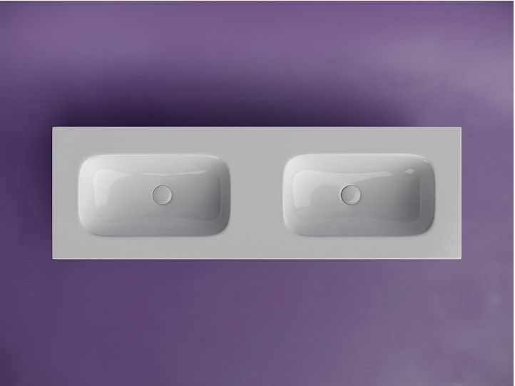 Раковина накладная мебельная CERAMICANOVA Grace прямоугольная , с двумя чашами без отверстий под смеситель, цвет белый, CN7022wx