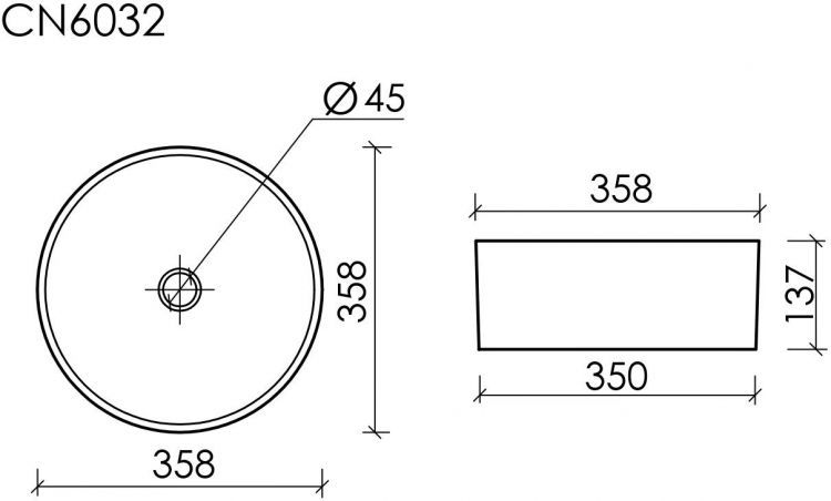 Умывальник CERAMICANOVA Element чаша накладная круглая (цвет Белый Матовый) CN6032MW Умывальник CERAMICANOVA Element чаша накладная круглая (цвет Белый Матовый) CN6032MW