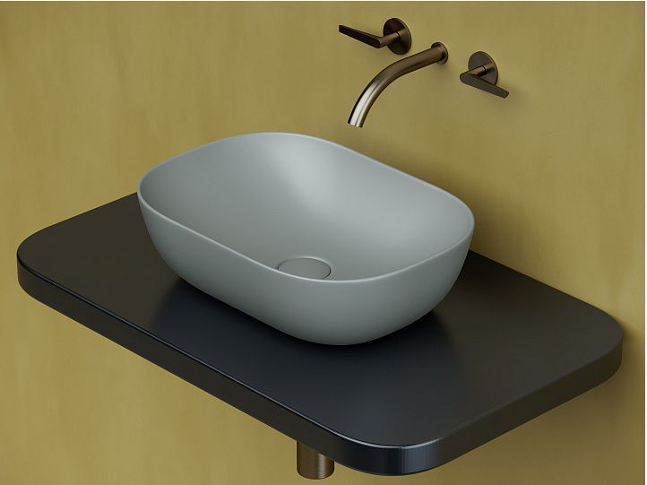 Умывальник CERAMICANOVA Element чаша накладная прямоугольная (цвет Антрацит Матовый) CN6009MH