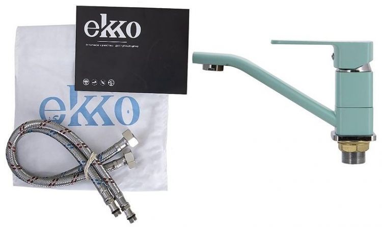 Смеситель для раковины Ekko E45303 цвет Хром Бирюзовый Смеситель для раковины Ekko E45303 цвет Хром Бирюзовый