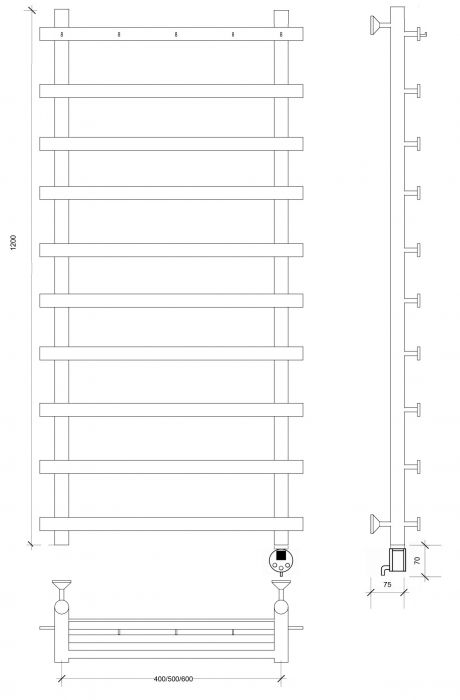 Полотенцесушитель электрический Secado Понтида 1 К 120x60x70 графит