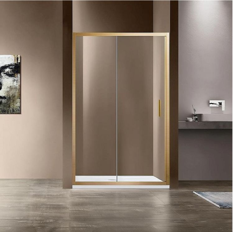 Душевая дверь Vincea Garda 130 VDS-1G130CLG профиль Брашированное золото стекло прозрачное
