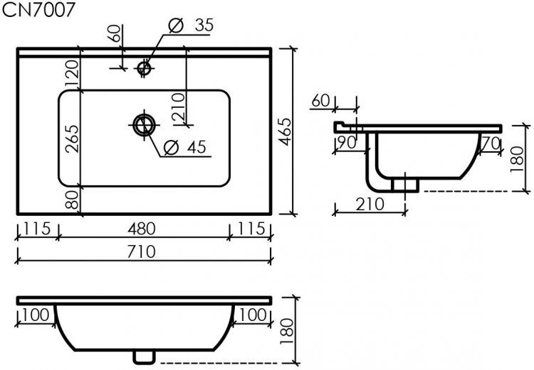 Раковина накладная SANCOS Element, белый 710х465х180мм, CN7007 Раковина накладная SANCOS Element, белый 710х465х180мм, CN7007
