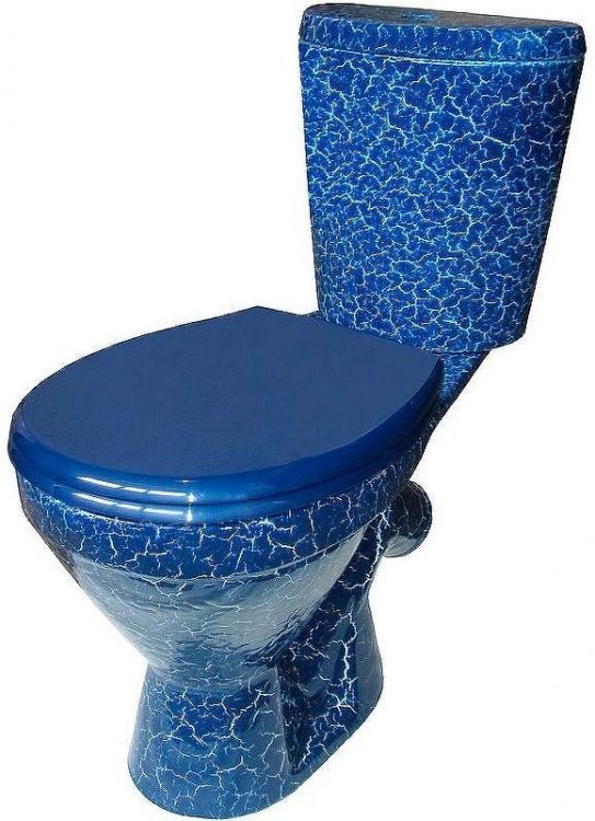 Унитаз компакт Rosa Элегант 4640021064702 Синий кракелюр с бачком и сиденьем