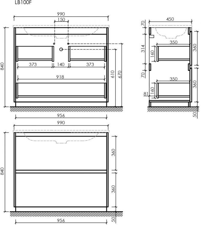 Тумба напольная под раковину SANCOS Libra Floor, дуб галифакс натуральный 990х450х840 мм, LB100FEG