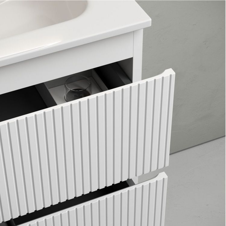 Тумба подвесная SANCOS Snob T, Bianco 790х445х500, под столешницу без отверстия под смеситель, цвет Kreman, SNT80W