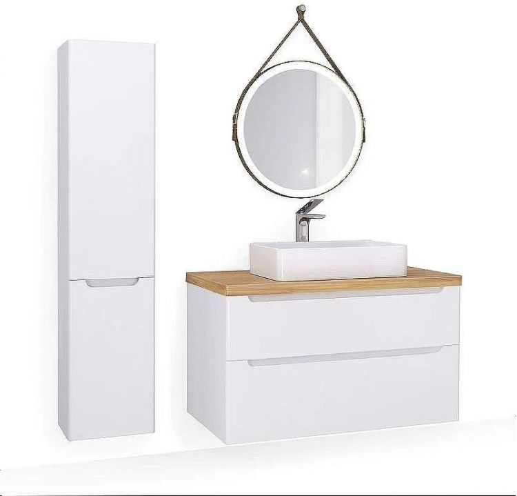 Тумба под раковину Jorno Wood 100 wood.01.100/P/W подвесная Белая