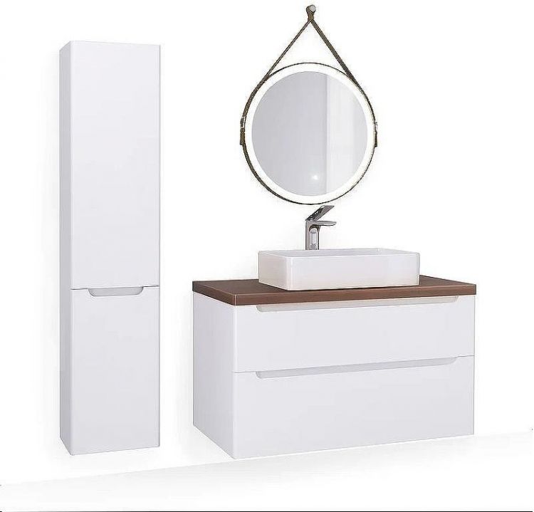 Тумба под раковину Jorno Wood 100 wood.01.100/P/W подвесная Белая