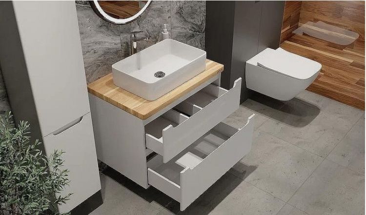 Тумба под раковину Jorno Wood 100 wood.01.100/P/W подвесная Белая