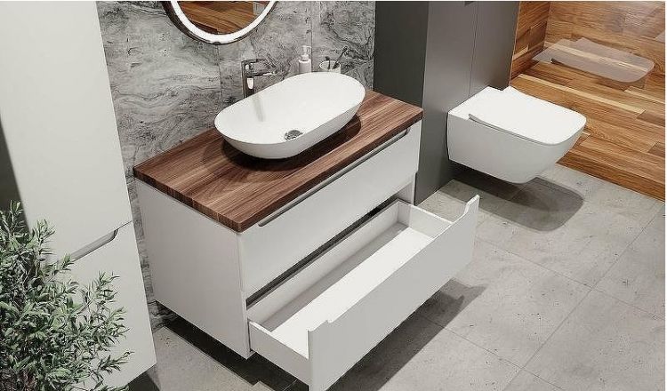 Тумба под раковину Jorno Wood 100 wood.01.100/P/W подвесная Белая