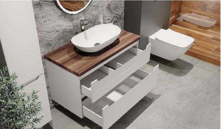 Тумба под раковину Jorno Wood 100 wood.01.100/P/W подвесная Белая