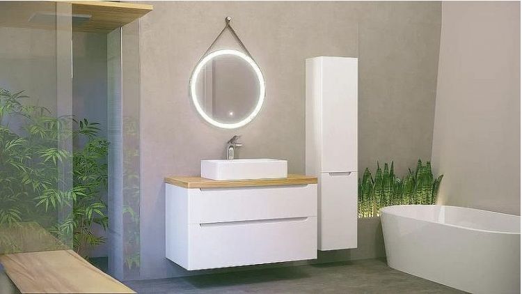 Тумба под раковину Jorno Wood 100 wood.01.100/P/W подвесная Белая