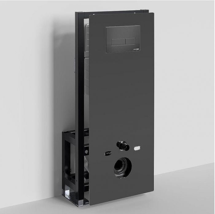 Инсталляция WasserKRAFT Glan 66TLT.010.ME.BL.MB03 для унитаза Черное стекло с Черной матовой клавишей смыва