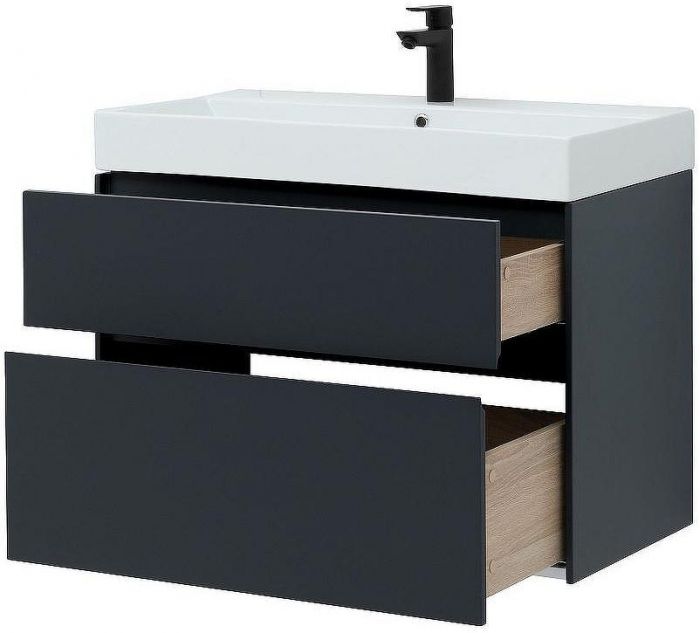Тумба с раковиной Aquanet Бруклин 85 312889 подвесная Антрацит матовый