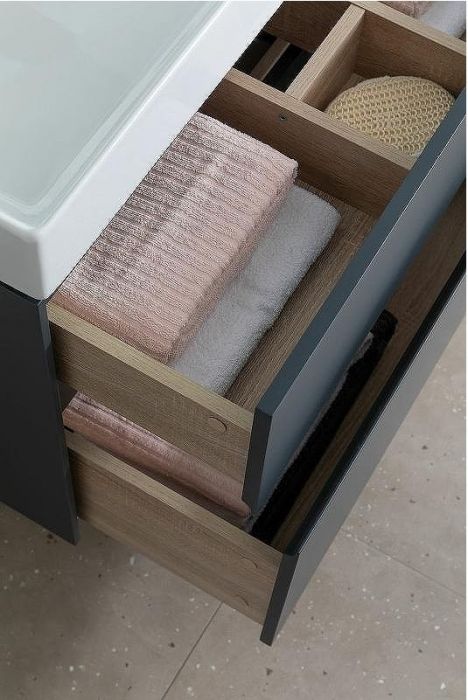 Тумба с раковиной Aquanet Бруклин 85 312889 подвесная Антрацит матовый