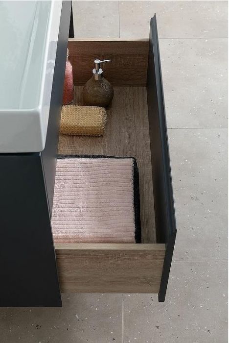 Тумба с раковиной Aquanet Бруклин 85 312889 подвесная Антрацит матовый