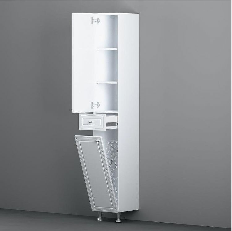 Шкаф пенал Damixa RedBlu Palace One 30 M41CSR0303WG с бельевой корзиной Белый Шкаф пенал Damixa RedBlu Palace One 30 M41CSR0303WG с бельевой корзиной Белый