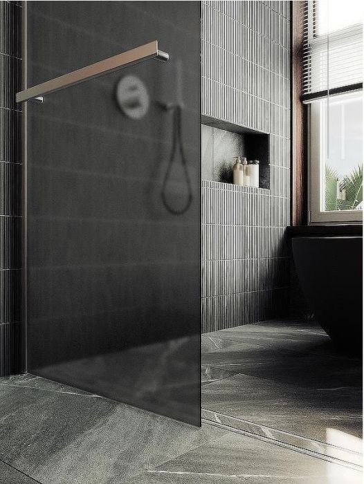 Душевая перегородка Maybah Glass MGD-736-5ш 890x1950 в широком профиле Хром матовый стекло графитовое матовое