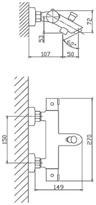Смеситель для ванны Haiba HB60809 с термостатом Хром