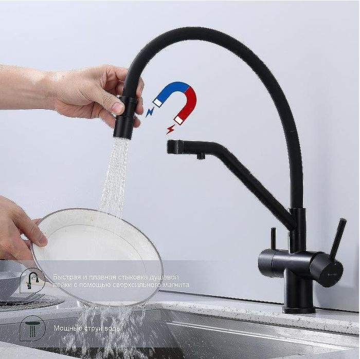 Смеситель для кухни Splenka S70.62.06 Черный матовый