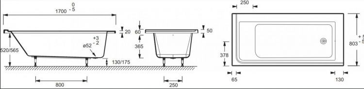 Акриловая ванна 170х80 Jacob Delafon Formilia R E6139R-00