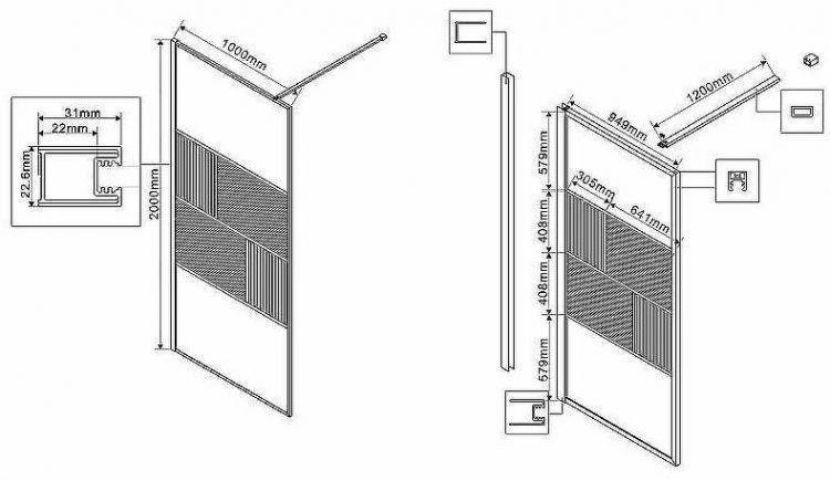 Душевая перегородка Vincea Walk-In 100 VSW-1HC100CFB профиль Черный матовый стекло прозрачное/рифленое
