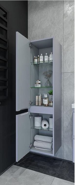 Шкаф пенал Caprigo Forte 35 L 36150L-SF028 подвесной Серый матовый