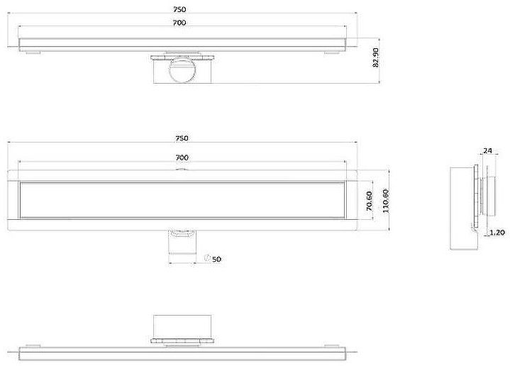 Душевой лоток ALMAes Laguna 70 LG70WH с Белой решеткой