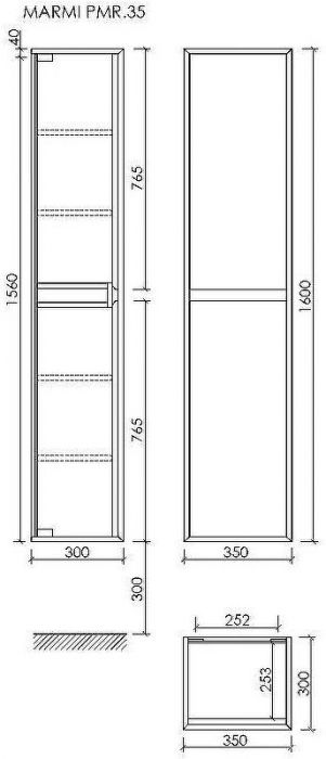 Шкаф пенал Sancos Marmi 1.0 35 PMR35EG подвесной Дуб галифакс натуральный