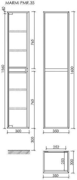 Шкаф пенал Sancos Marmi 1.0 35 PMR35EG подвесной Дуб галифакс натуральный