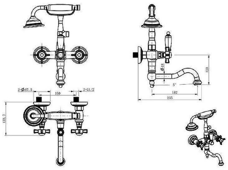 Смеситель для ванны Caprigo Bristol 21-510-vot Бронза