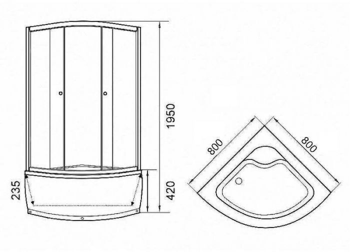 Душевой уголок Parly 80x80 ZF80 профиль Белый стекло матовое