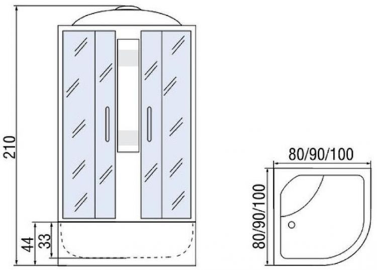 Душевая кабина Мономах 90x90x44 С МЗ 10000005760 без гидромассажа