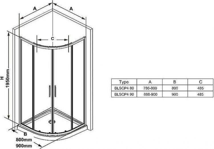 Душевой уголок Ravak Blix BLSCP4-80 80х80 X3BM40300Z1 профиль Черный стекло Transparent