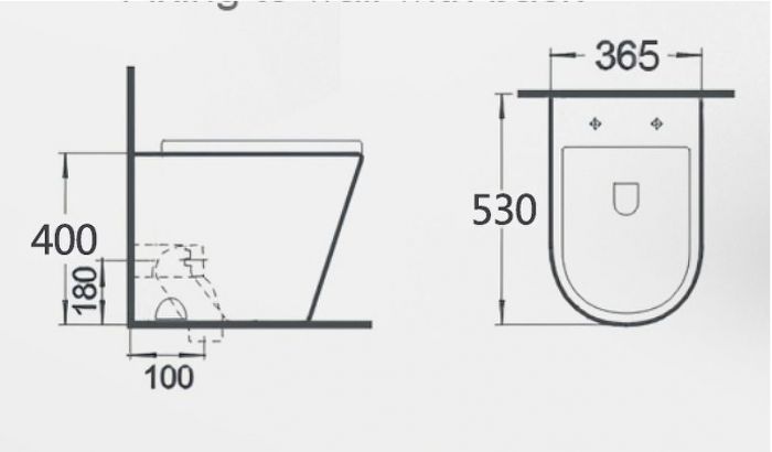 Унитаз Gid Cortado TRS-263BM 62212Y приставной цвет Черный матовый с сиденьем Микролифт