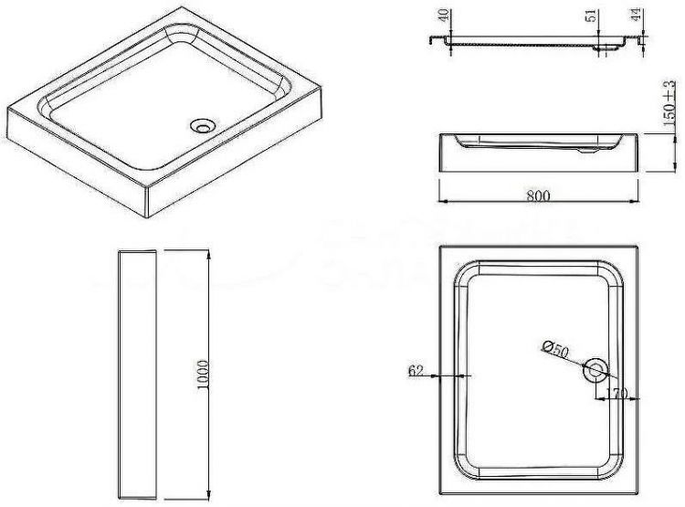Душевой уголок Esbano ESR-8190 100x80 ESUGR8190 профиль Хром стекло прозрачное