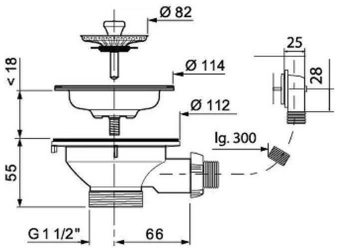Выпуск для кухонной мойки Wirquin 30717337 Нержавеющая сталь