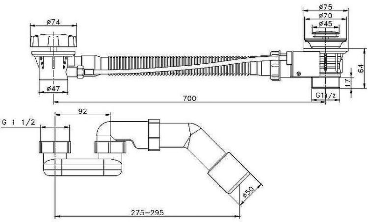 Слив-перелив Raglo R600.30.06 полуавтомат Черный матовый