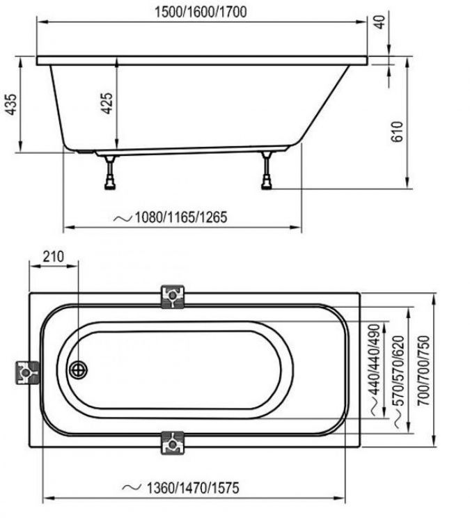 Акриловая ванна 170х75 Ravak Domino C631000000 Акриловая ванна 170х75 Ravak Domino C631000000