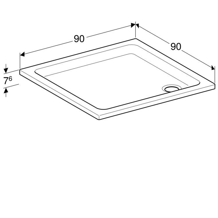 Душевой поддон Geberit Renova квадратный, 90х90 см [652290000]