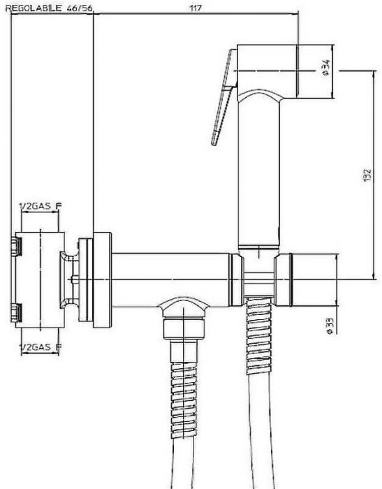 Гигиенический душ со смесителем Bossini Paloma Brass E37005B.094 Никель брашированный