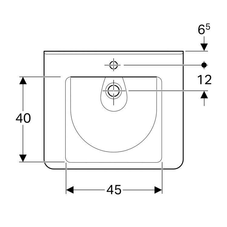Раковина Geberit Renova Comfort 65х52.5 см, с отверстием под смеситель, без перелива [128667000]